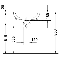 Duravit DCode 550 x 440 SemiRecessed Basin  White - 2