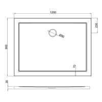 Rectangle 1200 x 900 x 35mm tray anti-slip - 0