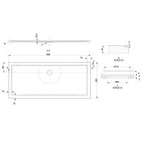 Rectangular Acrylic 1800x 800 x 35mm tray - White Gloss - 1