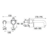 Dartmouth 2TH Wall Mounted Basin Mixer Brushed Brass - 0