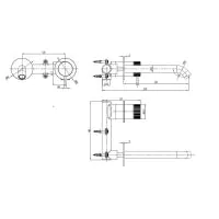 3ONE6 Wall Mounted 2 Hole Basin Mixer Set in Stainless Steel - 2