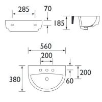 Stamford 560mm Basin 3TH - 1