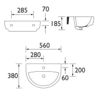 Stamford 560mm Basin 1TH - 1