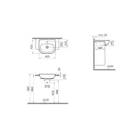 Vitra Zentrum 495 x 425 Semi Recessed Basin 1 Tap Hole - White - 1