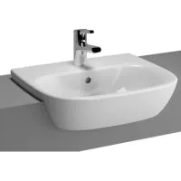 Vitra Zentrum 495 x 425 Semi Recessed Basin 1 Tap Hole - White - 0