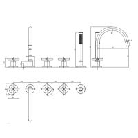 Crosswater MPRO Crosshead Bath 5 Hole Set Chrome - 1