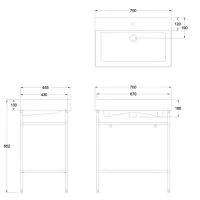 Frame Polished Stainless steel Stand For 700mm Basin - 0