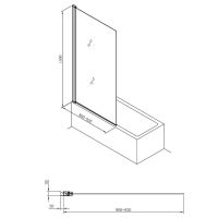 Crosswater Clear 6 Hinged Single Panel Bath Screen  - 1