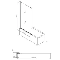 Crosswater Clear 6 Hinged Single Panel Bath Screen  - 1