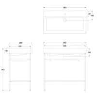 Frame Polished Stainless Steel Stand for 850mm Basin - 0