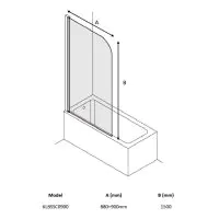 Discover Modern Kai 6 Single Hinged 900mm Bath Screen - 1