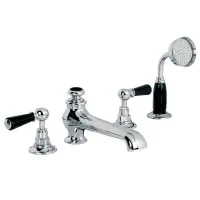 Lefroy Brooks Classic Black Lever 4 hole Deck Mounted Bath Set (choose finish) - 0