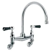 Lefroy Brooks Classic Black Lever Wall Mounted Bridge Kitchen Sink Mixer (choose finish) - 0