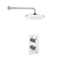 Just Taps Florentine Round Thermostatic Shower Valve With Round Fixed Head & Arm  - 0