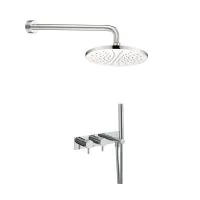 Just Taps Florentine Round Thermostatic Shower Valve With Round Fixed Head & Handset - 0