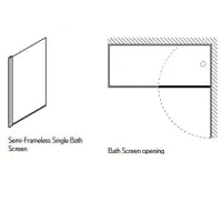 Crosswater Design Single Hinged Bath Screen 1500 x 850mm - 1