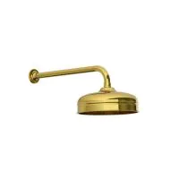 Lefroy Brooks Classic Short Projection Arm With Wall Bracket & 8" Classic Rose - Antique Gold - 2