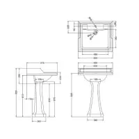 Burlington 650 x 575 Classic Two Tap Hole Basin - 1