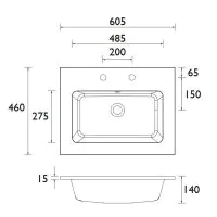 Lynton 600mm Sit on Basin 0TH - 1