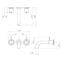 MPRO  Wall Mounted Three Hole Bath Mixer Set in Chrome - 0