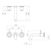 MPRO Bath 3 Hole Set Brushed Stainless Steel - 0