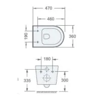 Cone Compact Wall Hung WC Including Soft Close Seat - 2