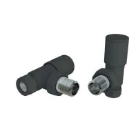 Amp Up Your Space - BDC Matt Black Angled Rad Valves (Pair) - 0