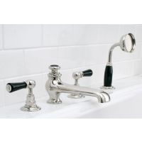 Lefroy Brooks Classic Black Lever 4 hole Deck Mounted Bath Set (choose finish) - 1