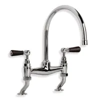 Lefroy Brooks Classic Black Lever Deck Mounted Bridge Kitchen Sink Mixer BL1517 (choose finish) - 0