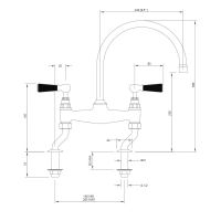 Lefroy Brooks Classic Black Lever Deck Mounted Bridge Kitchen Sink Mixer BL1517 (choose finish) - 1