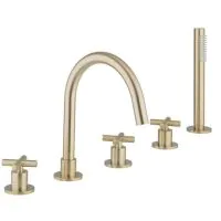 Crosswater MPro Crosshead Bath 5 Hole Set Brushed Brass - 0