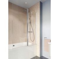 Clear 6 Rectangular Double Panel 2 Fold Silver Bath Screen - 2