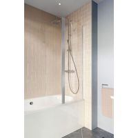 Clear 6 Rectangular Double Panel 2 Fold Silver Bath Screen - 1