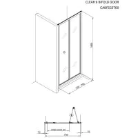 Crosswater Clear 6 Bi-Fold Door 760mm Silver Frame 6mm - 0