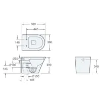 Essentials Arco 360 x 560 x 390mm Oval Back To Wall Pan - 1