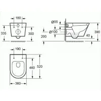 Essentials Arco 520mm Rimless Black Wall Hung Pan - 2