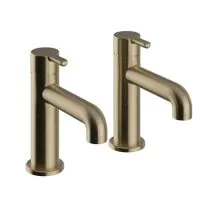 Dartmouth Basin Pillar Taps Brushed Brass - 1