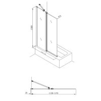 Clear 6 Rectangular Double Panel 2 Fold Silver Bath Screen - 3