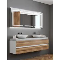 HIB Edge 120 Mirror Cabinet 1200 x 700mm Rectangular LED Mirror Cabinet With Charging Sockets - 1