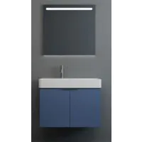 Essentials Blade 800x460mm Two Door Wall Hung Matt Blue Cabinet - 1