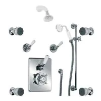 Godolphin Concealed Thermostatic Shower Mixer Valve With Slide Rail, Body Jets & Choice Of Fixed Head & Handset (choose finish) - 0