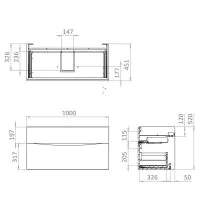 Crosswater Glide II 1000x450mm Wall Hung Vanity Unit - 0