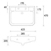 Hatton 630mm Basin 2TH - 1