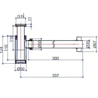 Hoxton 50 x 337 x 180mm Bottle Trap - Chrome Finish - 0