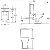 Essentials Ivan Close Coupled Comfort Height WC inc Seat - 3