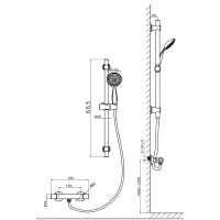 Exposed Thermostatic Shower Valve With Slide Rail & Handset - 1