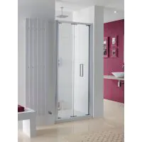 Lakes Bergen Semi Frameless 800mm Bi Fold Shower Door Silver Frame Clear Glass 8mm - 0