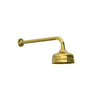 Lefroy Brooks Classic Short Projection Arm with Wall Bracket and 5" Classic Rose - Antique Gold - 2