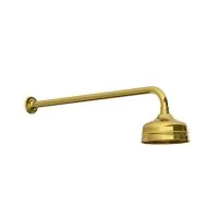 Lefroy Brooks Classic Long Projection Arm with Wall Bracket & 5" Classic Rose - Antique Gold - 2