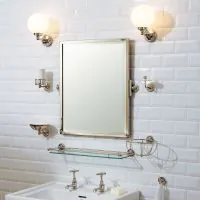 Lefroy Brooks Classic 600 x 500 Tilting Mirror Brass Frame & Bevelled Glass - Silver Nickel - 1